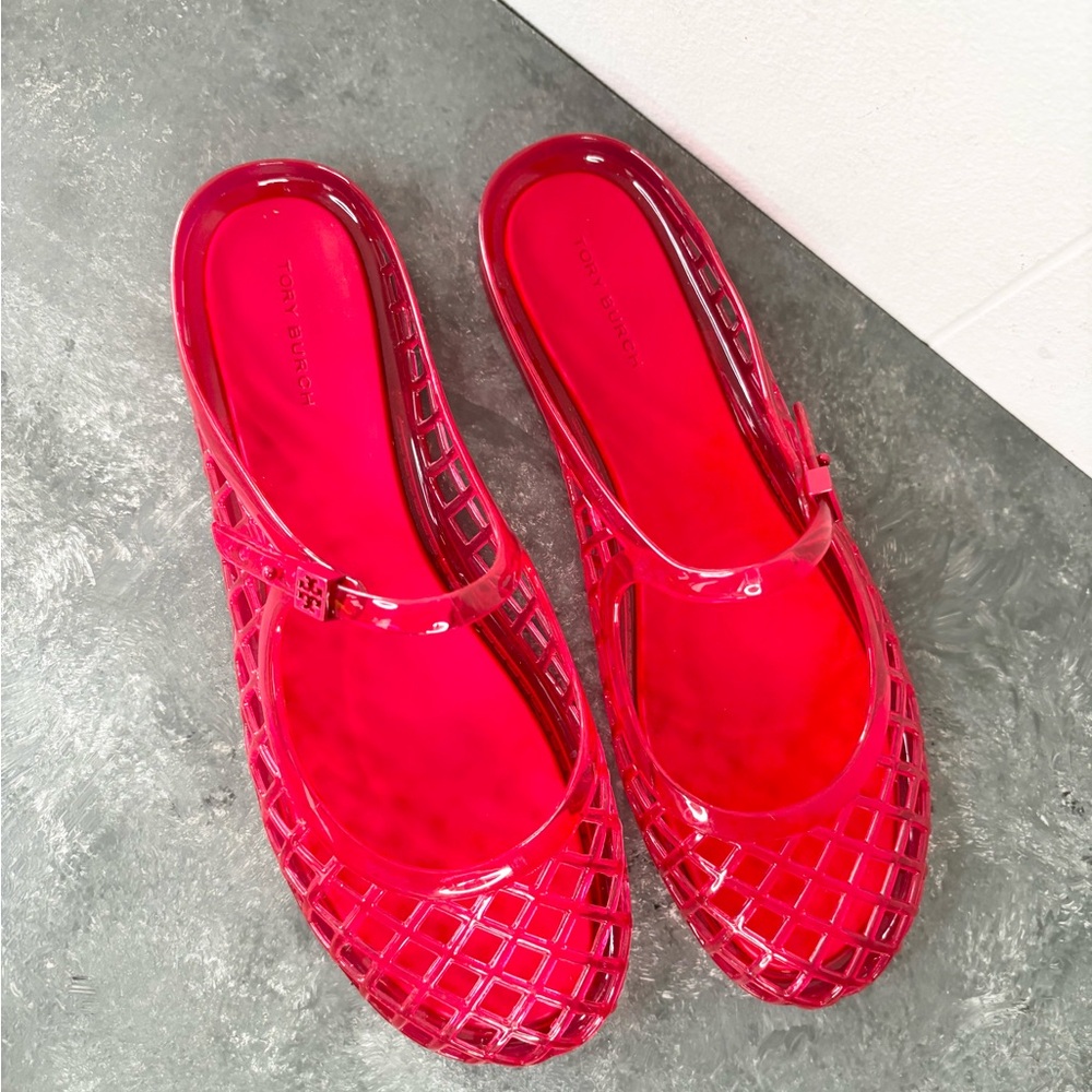Tory Bruch Mellow Mary Jane Jelly Flat in Red Volcano size 7 new - Picture 4 of 8